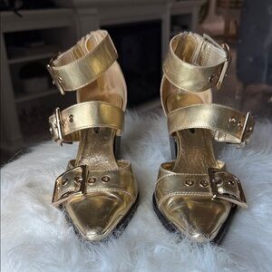 Jeffrey Campbell Gold Strappy Women's Shoes